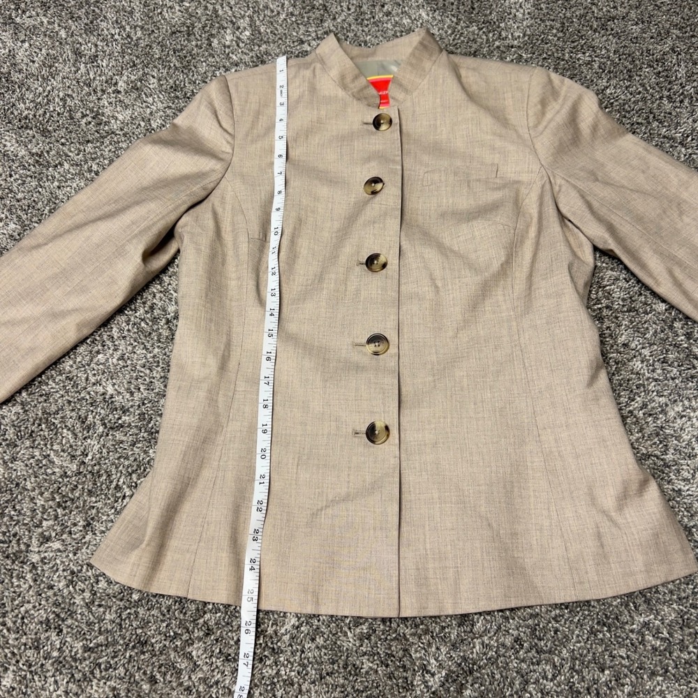 Isaac Mizrahi for Target Blazer Jacket Women's 10 Tan Beige Mandarin Collar Chic - Picture 4 of 9